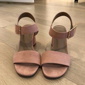 Pink ASOS heeled sandals, Wide fit - US 5